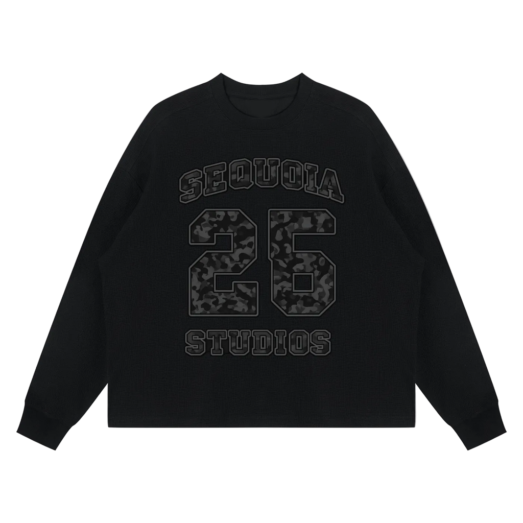 Sequoia 26 waffle knit longsleeve-black camo *PRE-ORDER*