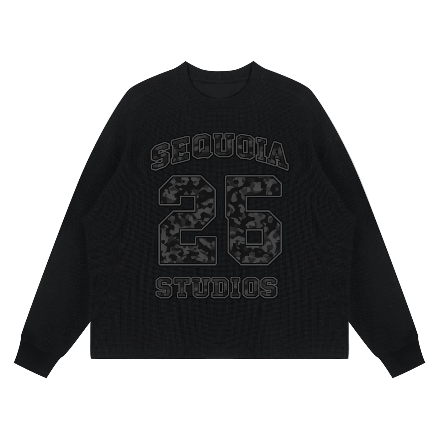 Sequoia 26 waffle knit longsleeve-black camo *PRE-ORDER*