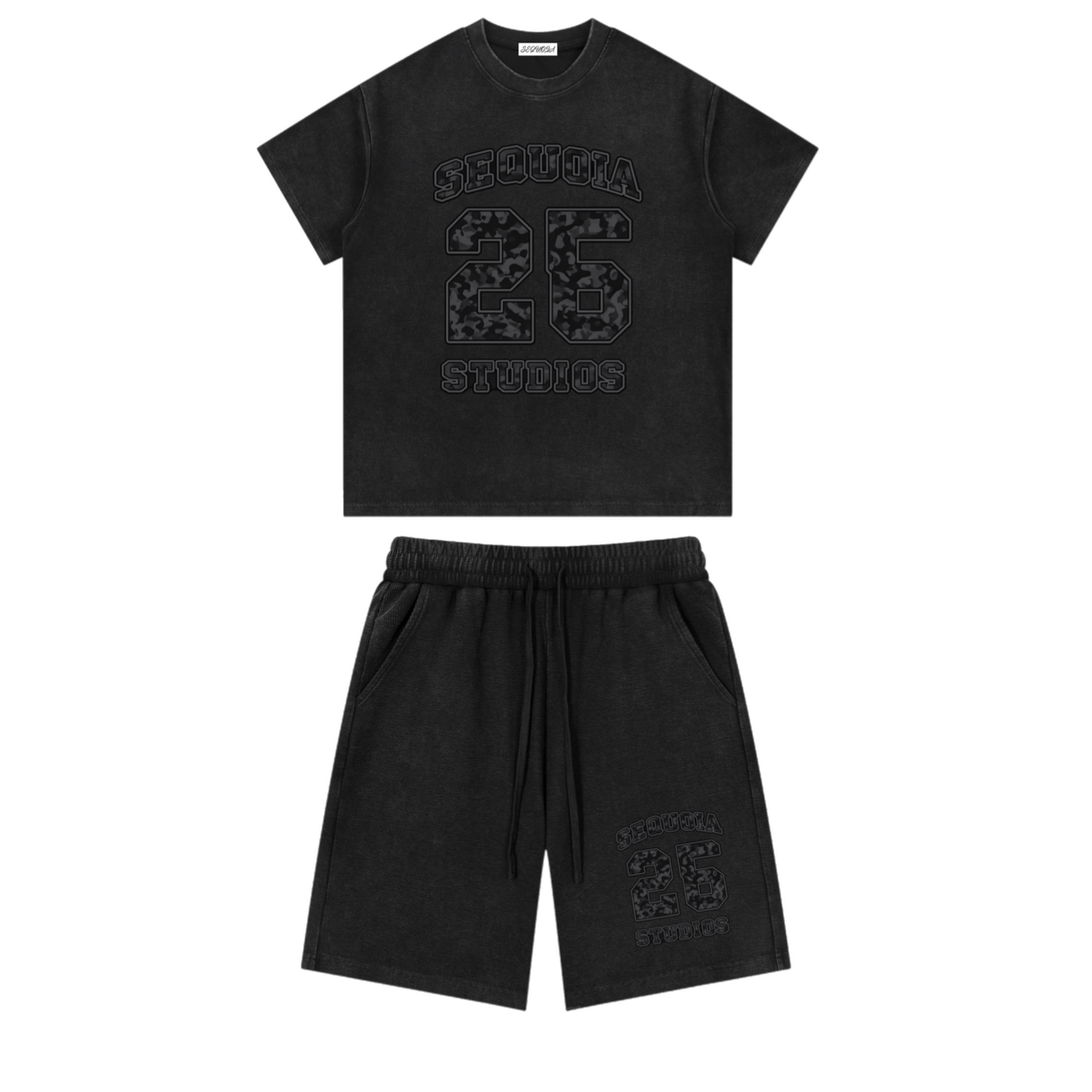 Sequoia 26 camo shorts set-black *PRE-ORDER*